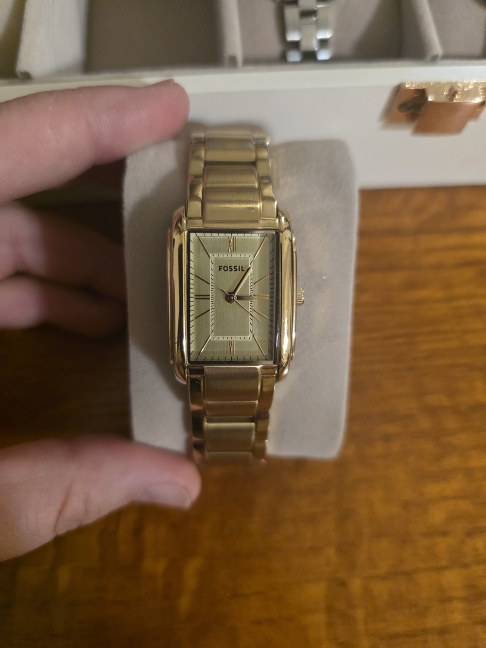 Fossil Women's Gold Tone Rectangular Bracelet Watch